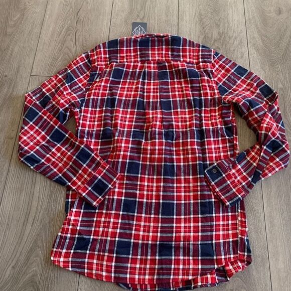 St. John’s bay quality mens wear size long sleeve, Navy red plaid super soft - Picture 2 of 8